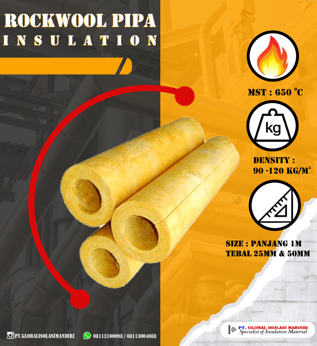 Rockwool Pipa D90 1 inch