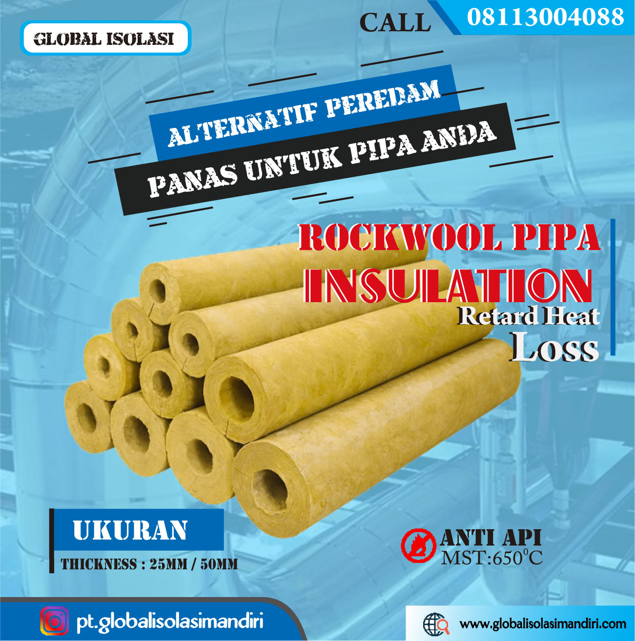 Rockwool Pipa Density Tinggi